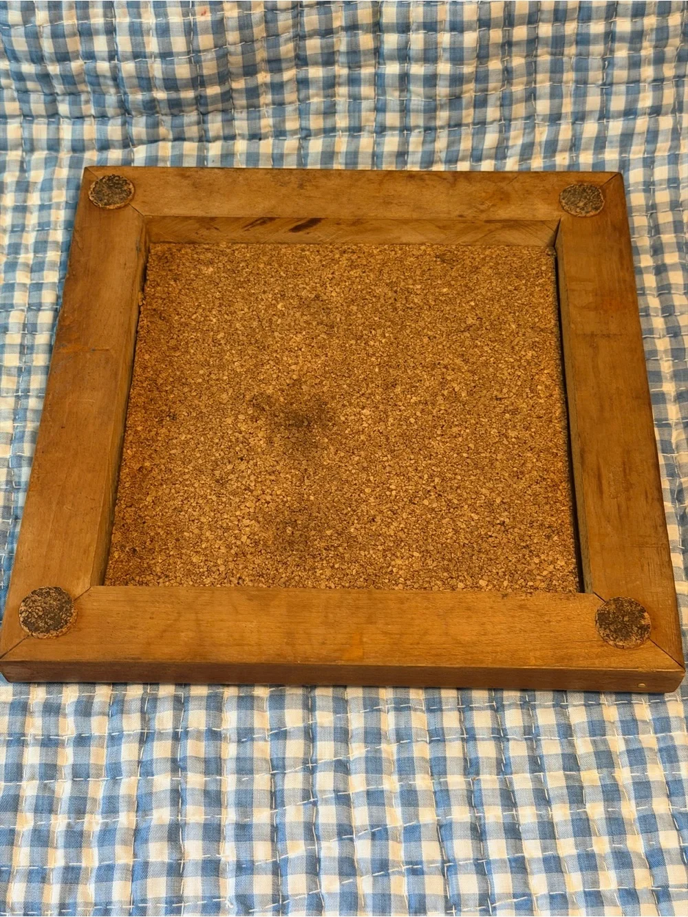 Ceramic Tile Trivet w/ Wood Frame Cork Back, Abstract 10 in